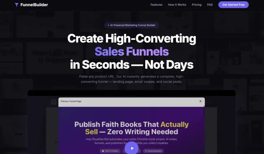 AI-generated sales page preview